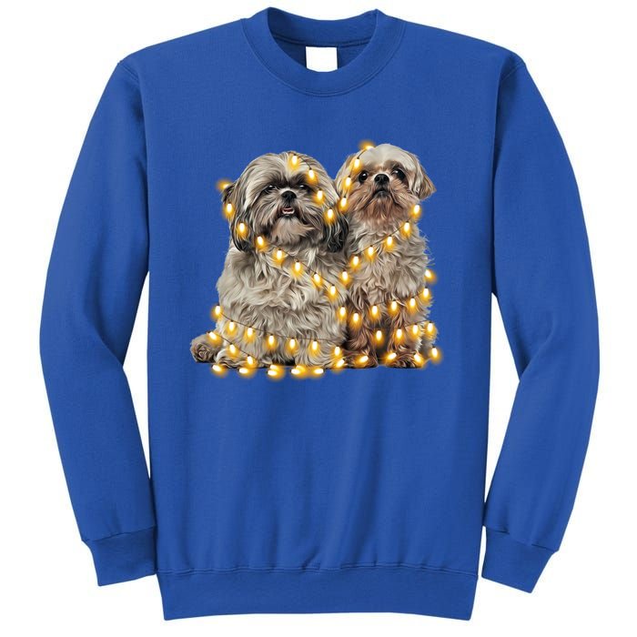 Shih Tzu Dog Lights Decoration Santa Hat Christmas Xmas Gift Sweatshirt