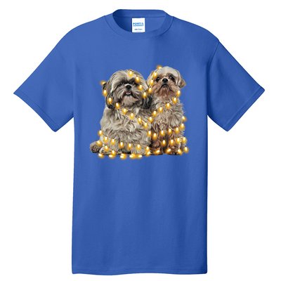 Shih Tzu Dog Lights Decoration Santa Hat Christmas Xmas Gift Tall T-Shirt