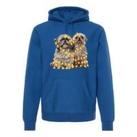 Shih Tzu Dog Lights Decoration Santa Hat Christmas Xmas Gift Premium Hoodie