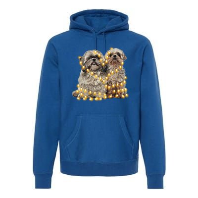 Shih Tzu Dog Lights Decoration Santa Hat Christmas Xmas Gift Premium Hoodie