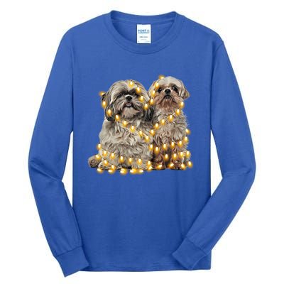 Shih Tzu Dog Lights Decoration Santa Hat Christmas Xmas Gift Tall Long Sleeve T-Shirt