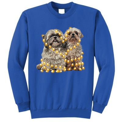 Shih Tzu Dog Lights Decoration Santa Hat Christmas Xmas Gift Tall Sweatshirt