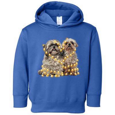 Shih Tzu Dog Lights Decoration Santa Hat Christmas Xmas Gift Toddler Hoodie