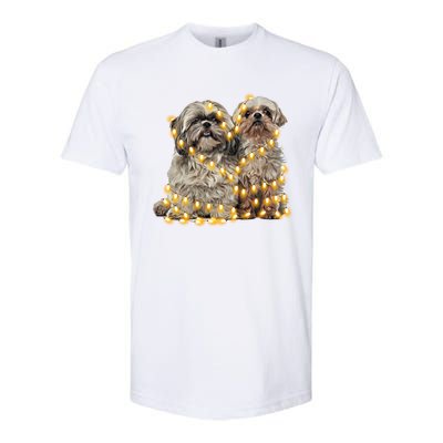 Shih Tzu Dog Lights Decoration Santa Hat Christmas Xmas Gift Softstyle CVC T-Shirt