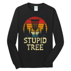 Stupid Tree Disc Golf Basket Retro Frisbee Golfing Golfer Tall Long Sleeve T-Shirt