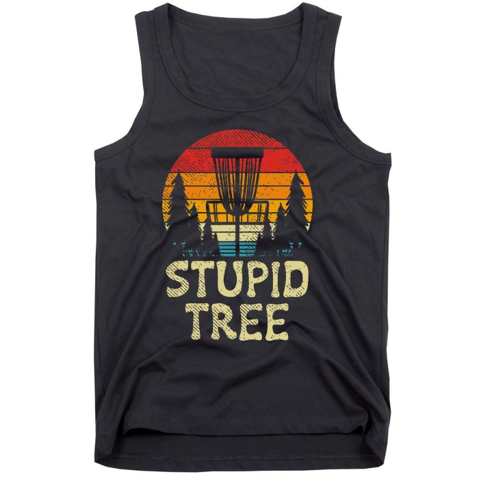 Stupid Tree Disc Golf Basket Retro Frisbee Golfing Golfer Tank Top