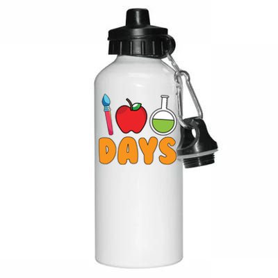 Science Teacher Drawing Kindergarten 100 Days Of School Gift Aluminum Water Bottle 