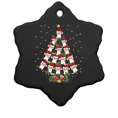 Shih Tzu Dog Lover Xmas Santa Hat Shih Tzu Christmas Tree Cool Gift Ceramic Star Ornament