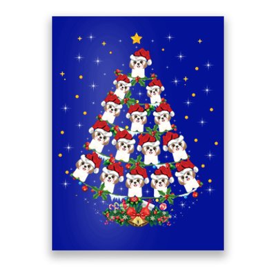 Shih Tzu Dog Lover Xmas Santa Hat Shih Tzu Christmas Tree Cool Gift Poster