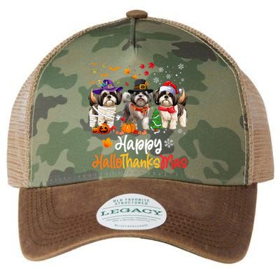 Shih Tzu Dog Halloween Christmas Happy Hallothanksmas Legacy Tie Dye Trucker Hat