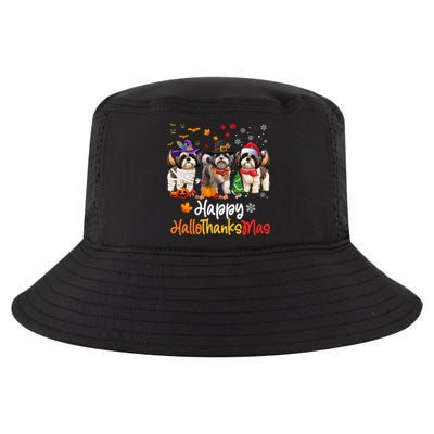 Shih Tzu Dog Halloween Christmas Happy Hallothanksmas Cool Comfort Performance Bucket Hat