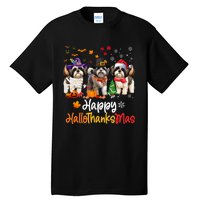 Shih Tzu Dog Halloween Christmas Happy Hallothanksmas Tall T-Shirt