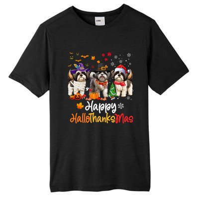 Shih Tzu Dog Halloween Christmas Happy Hallothanksmas Tall Fusion ChromaSoft Performance T-Shirt