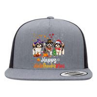 Shih Tzu Dog Halloween Christmas Happy Hallothanksmas Flat Bill Trucker Hat