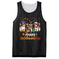 Shih Tzu Dog Halloween Christmas Happy Hallothanksmas Mesh Reversible Basketball Jersey Tank