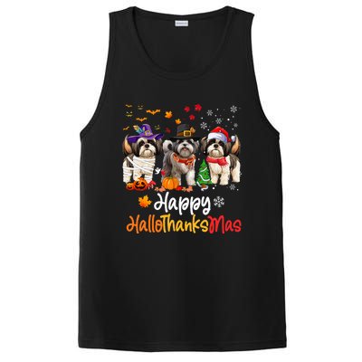 Shih Tzu Dog Halloween Christmas Happy Hallothanksmas PosiCharge Competitor Tank