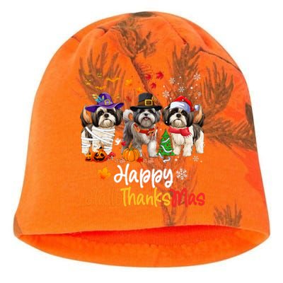 Shih Tzu Dog Halloween Christmas Happy Hallothanksmas Kati - Camo Knit Beanie