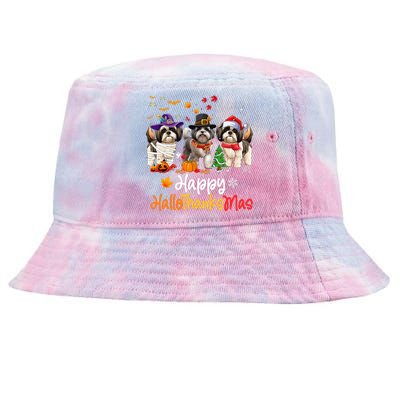 Shih Tzu Dog Halloween Christmas Happy Hallothanksmas Tie-Dyed Bucket Hat