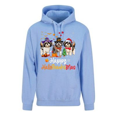 Shih Tzu Dog Halloween Christmas Happy Hallothanksmas Unisex Surf Hoodie