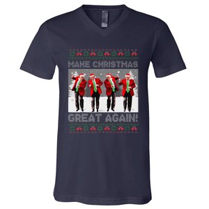 Santa Trump Dance Make Christmas Great Again Ugly Sweater V-Neck T-Shirt