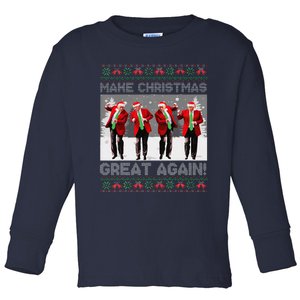 Santa Trump Dance Make Christmas Great Again Ugly Sweater Toddler Long Sleeve Shirt