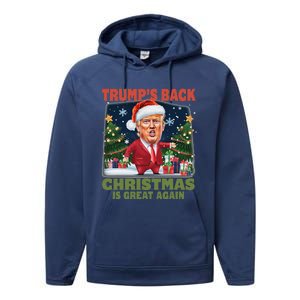 Santa Trump Dance Make Christmas Great Again Ugly Sweater Performance Fleece Hoodie