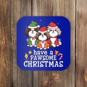 Shih Tzu Dogs Merry Mother Father Have A Pawsome Christmas Great Gift Coaster