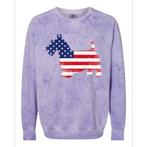 Scottish Terrier Dog Dad Mom Silhouette American Flag Colorblast Crewneck Sweatshirt