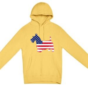 Scottish Terrier Dog Dad Mom Silhouette American Flag Premium Pullover Hoodie