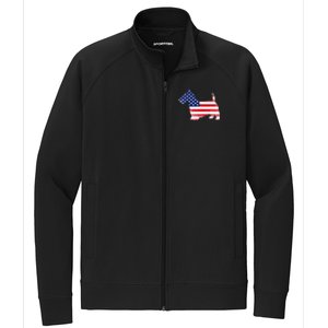 Scottish Terrier Dog Dad Mom Silhouette American Flag Stretch Full-Zip Cadet Jacket