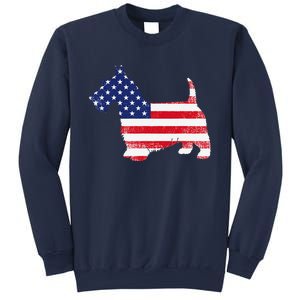 Scottish Terrier Dog Dad Mom Silhouette American Flag Sweatshirt