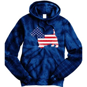 Scottish Terrier Dog Dad Mom Silhouette American Flag Tie Dye Hoodie