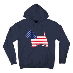 Scottish Terrier Dog Dad Mom Silhouette American Flag Tall Hoodie