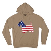 Scottish Terrier Dog Dad Mom Silhouette American Flag Hoodie