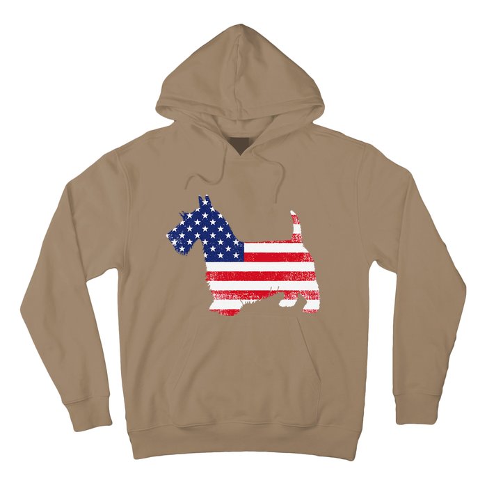 Scottish Terrier Dog Dad Mom Silhouette American Flag Hoodie