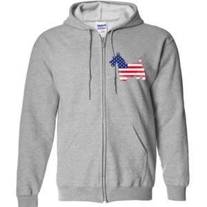 Scottish Terrier Dog Dad Mom Silhouette American Flag Full Zip Hoodie