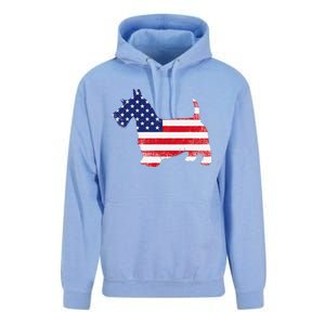 Scottish Terrier Dog Dad Mom Silhouette American Flag Unisex Surf Hoodie