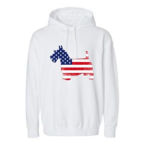 Scottish Terrier Dog Dad Mom Silhouette American Flag Garment-Dyed Fleece Hoodie