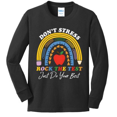 State Testing DonT Stress Rock The Test Kids Long Sleeve Shirt