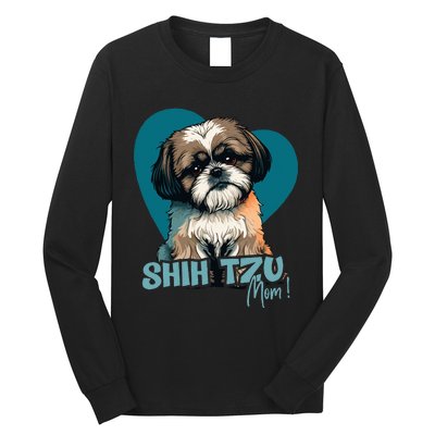 Shih Tzu Dog With Heartdecoration Shihtzumom Long Sleeve Shirt