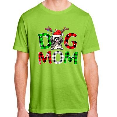 Shih Tzu Dog Mom Buffalo Plaid Xmas Pajama Reindeer Horn Gift Adult ChromaSoft Performance T-Shirt