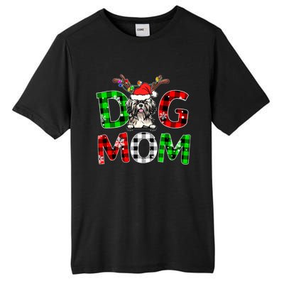 Shih Tzu Dog Mom Buffalo Plaid Xmas Pajama Reindeer Horn Gift Tall Fusion ChromaSoft Performance T-Shirt