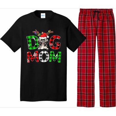 Shih Tzu Dog Mom Buffalo Plaid Xmas Pajama Reindeer Horn Gift Pajama Set