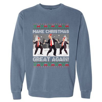 Santa Trump Dance Make Christmas Great Again Ugly Sweater Garment-Dyed Sweatshirt