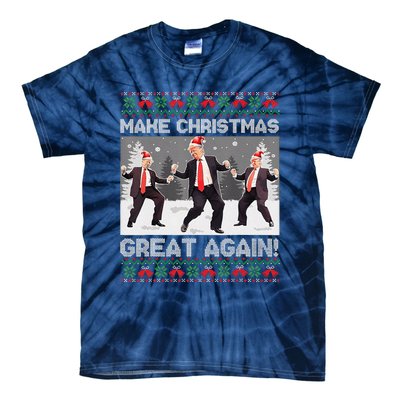 Santa Trump Dance Make Christmas Great Again Ugly Sweater Tie-Dye T-Shirt