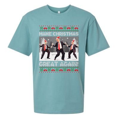 Santa Trump Dance Make Christmas Great Again Ugly Sweater Sueded Cloud Jersey T-Shirt