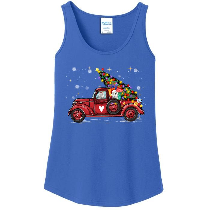 Shih Tzu Dog Love Red Pickup Truck Christmas Cute Gift Ladies Essential Tank