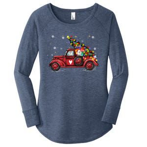 Shih Tzu Dog Love Red Pickup Truck Christmas Cute Gift Women's Perfect Tri Tunic Long Sleeve Shirt