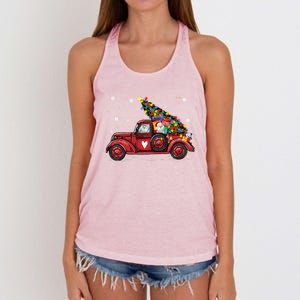 Shih Tzu Dog Love Red Pickup Truck Christmas Cute Gift Women's Knotted Racerback Tank