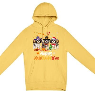 Shih Tzu Dog Halloween Christmas Happy Hallothanksmas Premium Pullover Hoodie